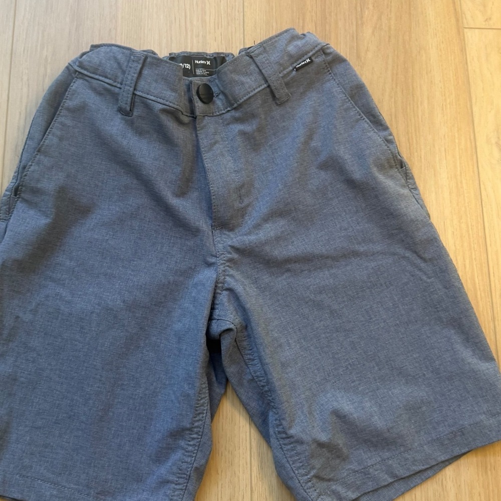 Hurley Boys Hybrid Walk Shorts Heathered Blue Grey Size M 10/12 Adjustable Waist